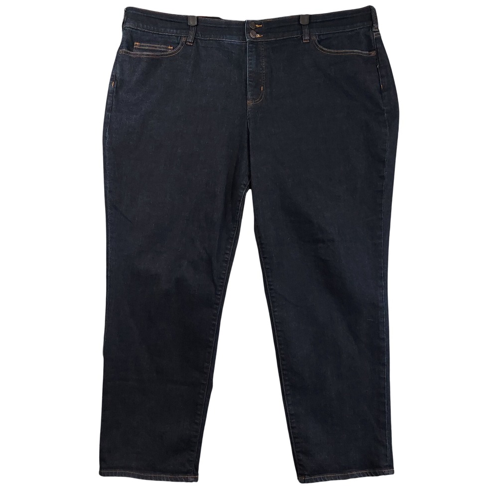 Lands' End Jeans Women 26W Dark Indigo Mid Rise Straight Leg Denim 12773